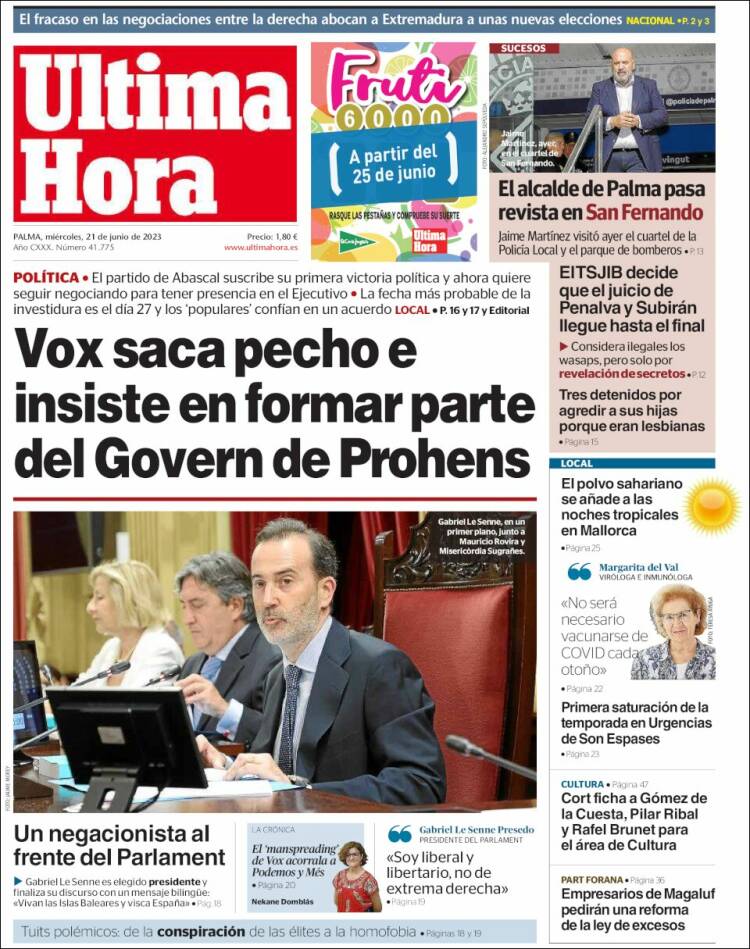 Portada de Última Hora (Spain)