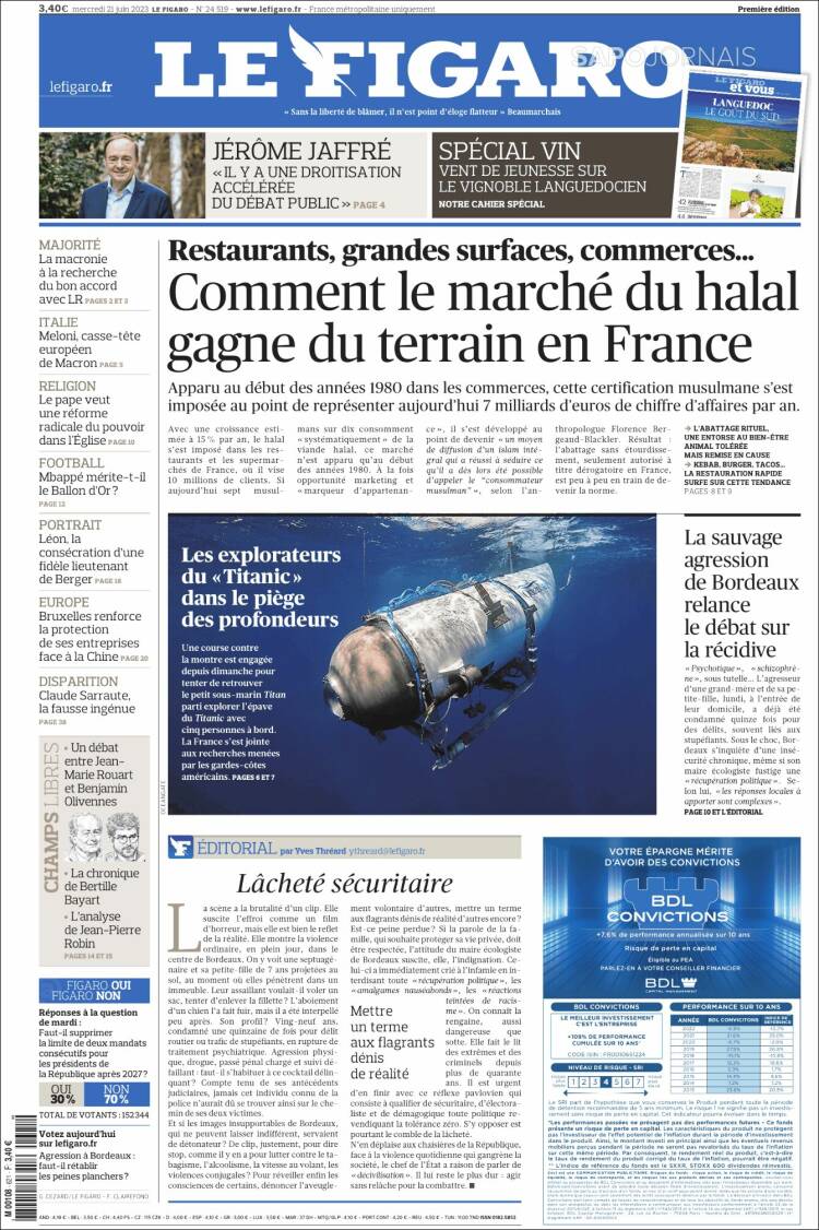 Portada de Le Figaro (France)