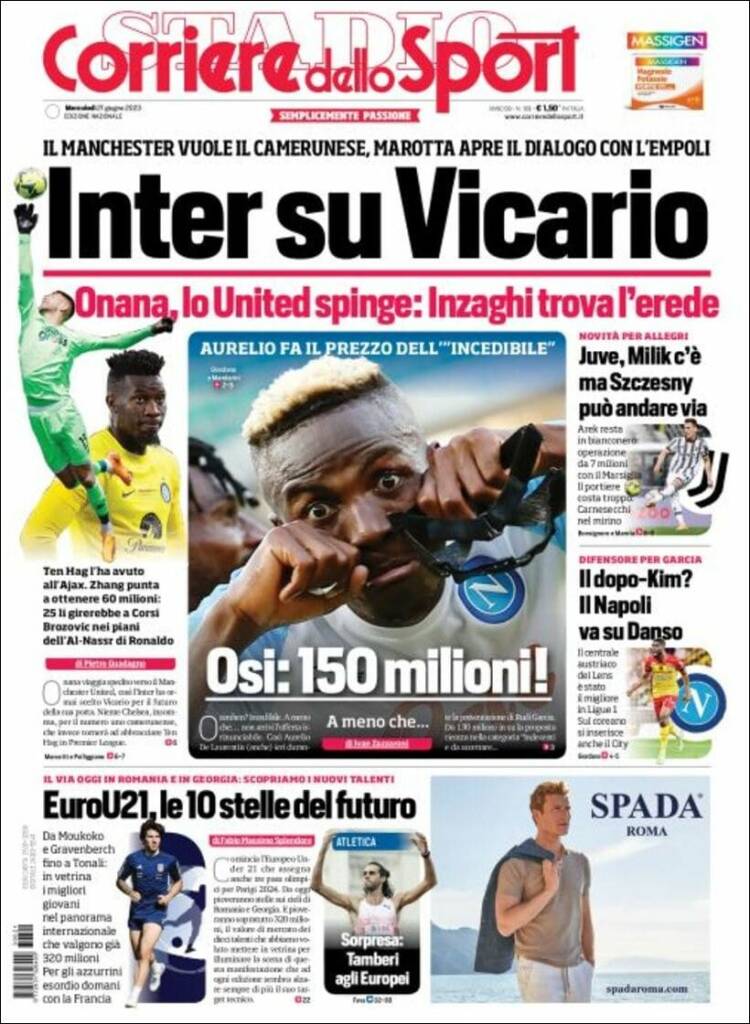 Portada de Corriere dello Sport (Italie)