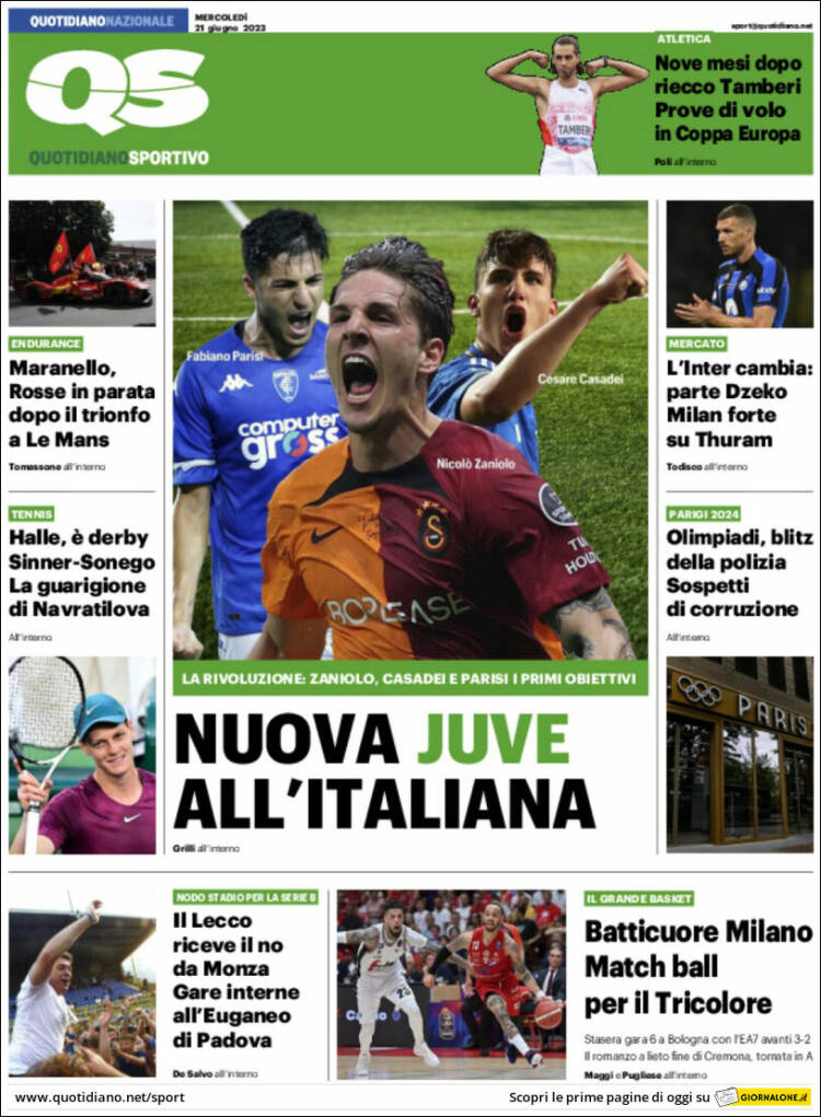 Portada de Quotidiano Sportivo (Italie)