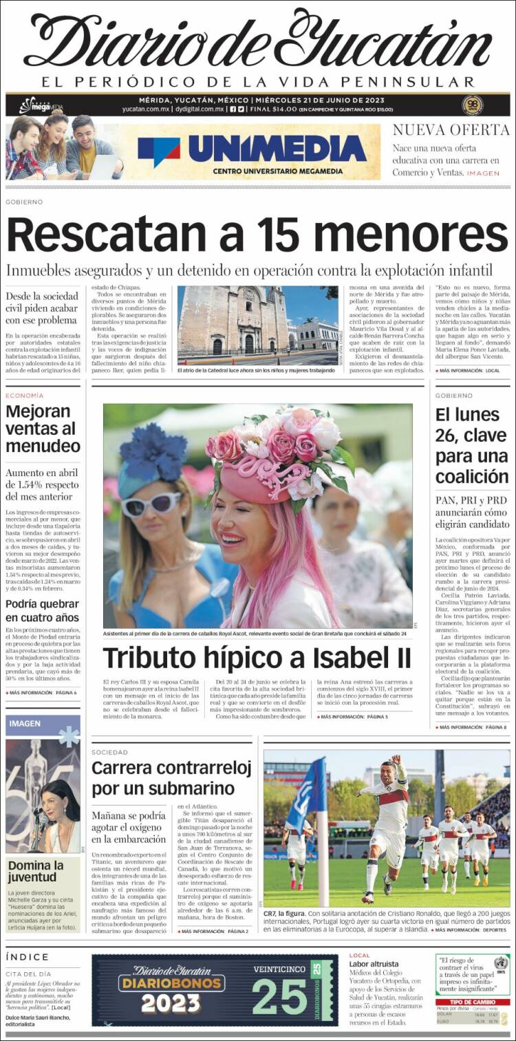 Portada de Diario de Yucatán (México)