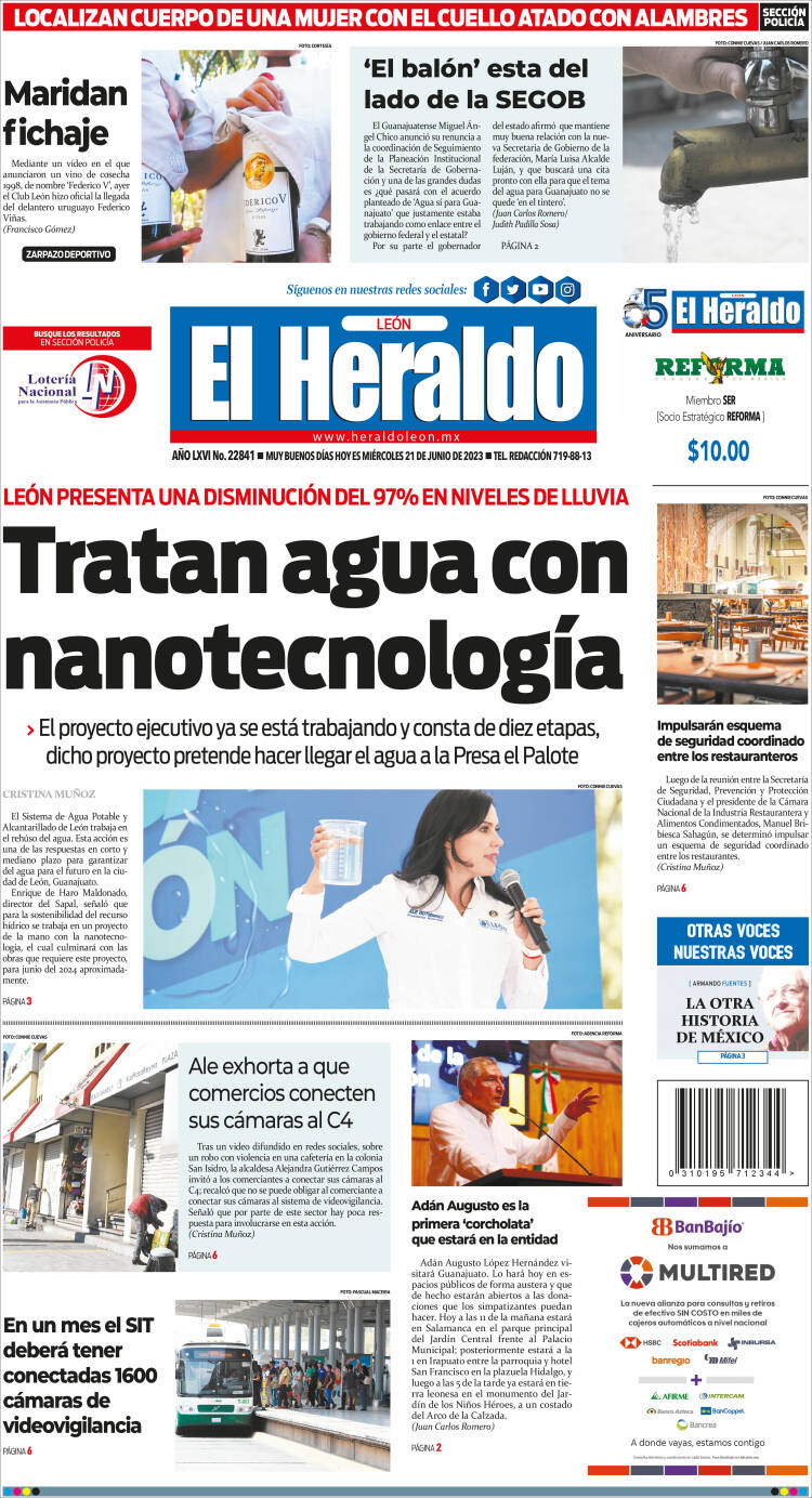 Portada de El Heraldo de León (México)