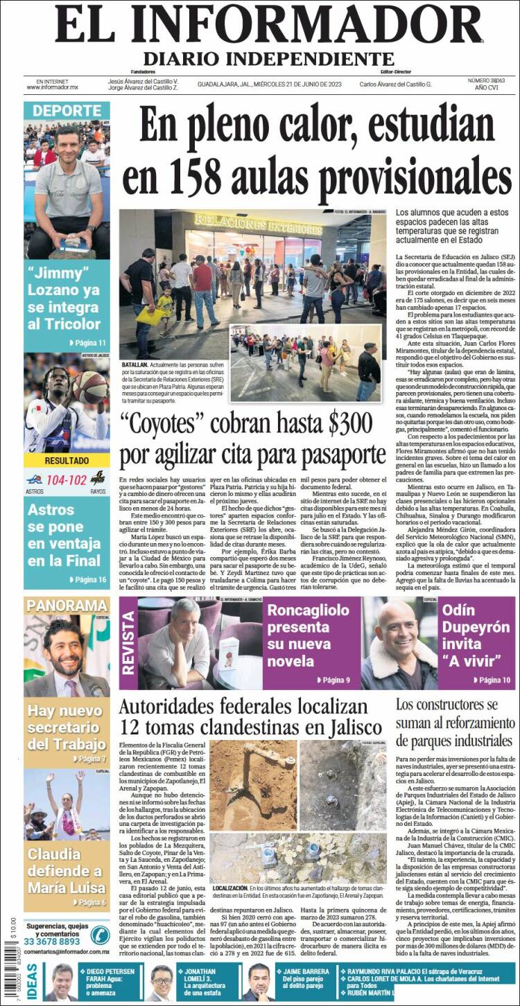 Portada de El Informador (México)