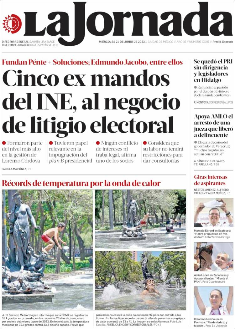 Portada de La Jornada (México)