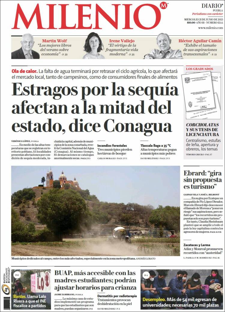 Portada de Milenio de Puebla (México)