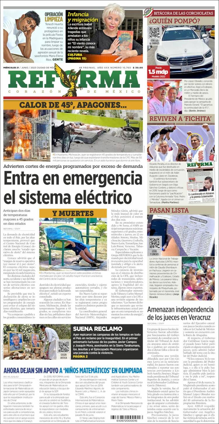 Portada de Reforma (México)