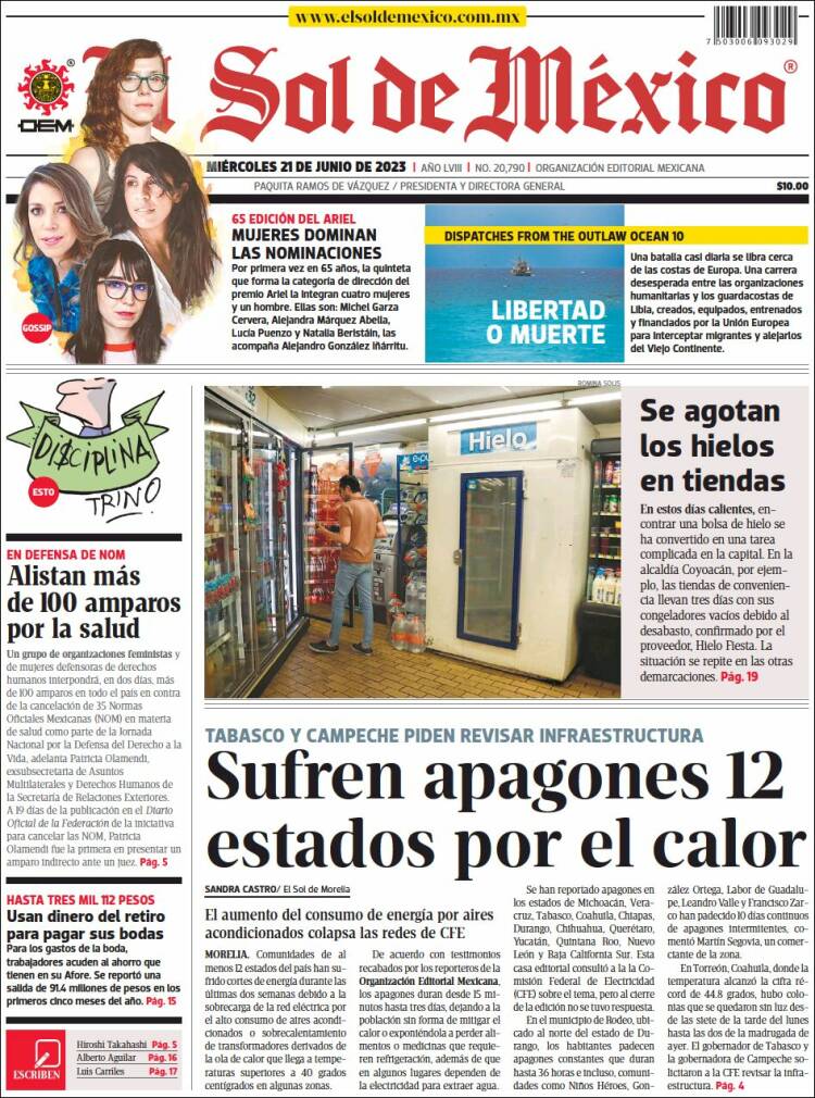 Portada de El Sol de México (México)