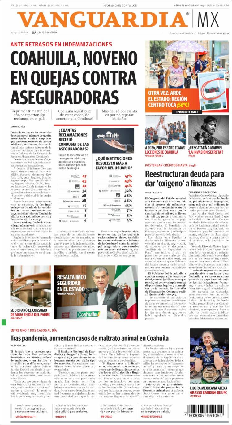 Portada de Vanguardia (México)
