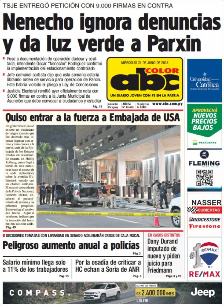 Portada de ABC Color (Paraguay)