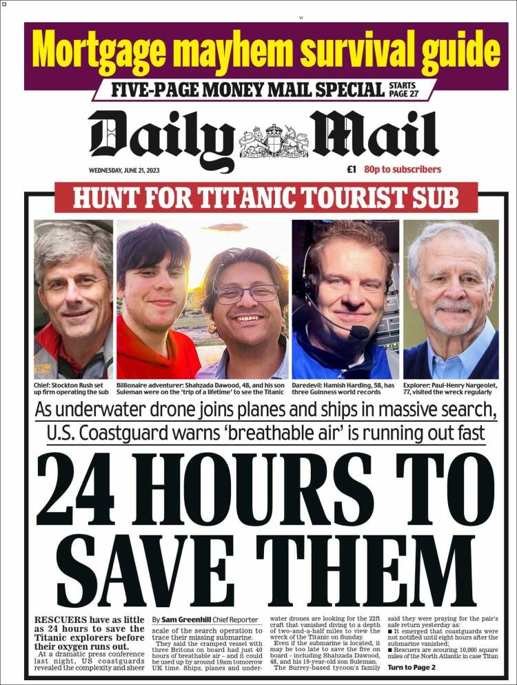 Portada de Daily Mail (Royaume-Uni)