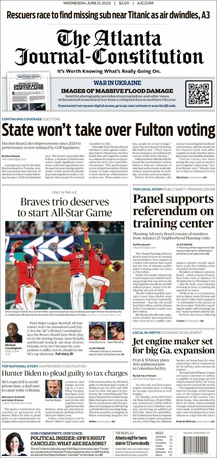 Portada de The Atlanta Journal-Constitution (USA)