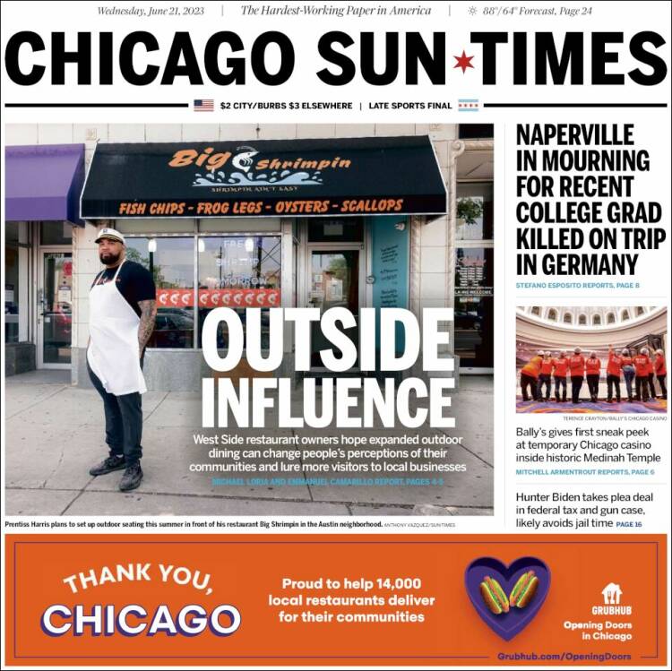 Portada de Chicago Sun-Times (USA)