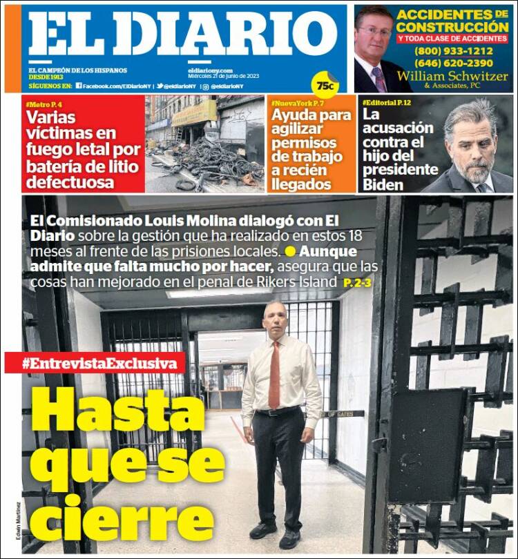 Portada de El Diario NY (USA)