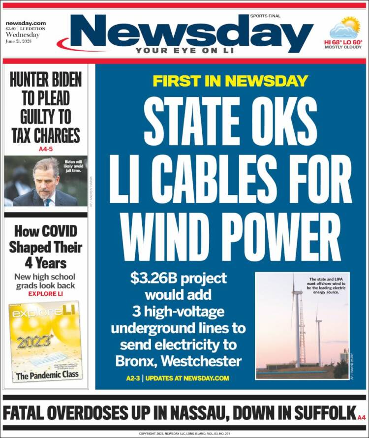 Portada de Newsday (USA)