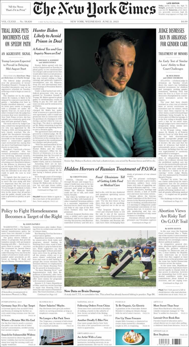 Portada de New York Times (USA)