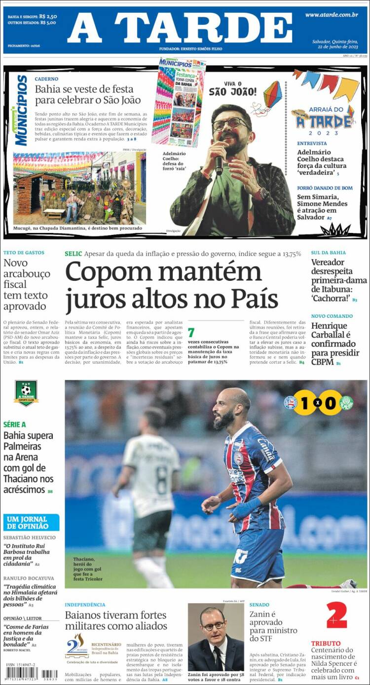 Portada de Diário A Tarde (Brasil)