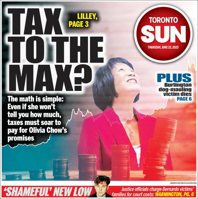 Portada de The Toronto Sun (Canadá)