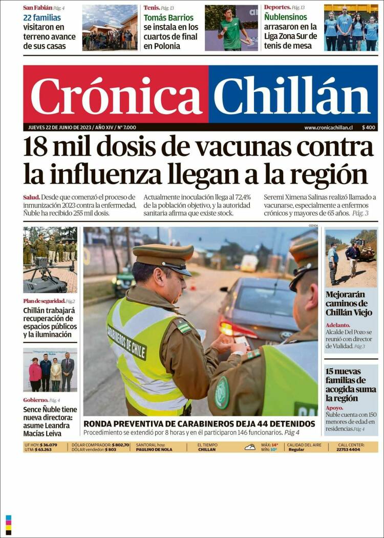 Portada de Crónica Chillán (Chile)