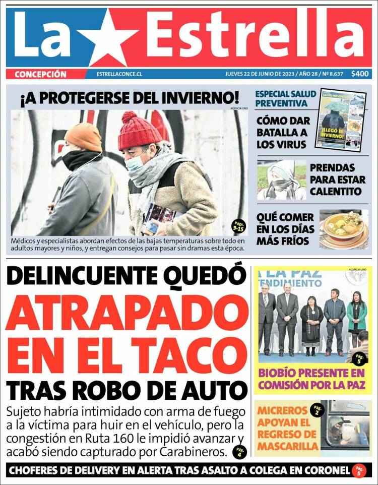 Portada de La Estrella de Concepción (Chile)