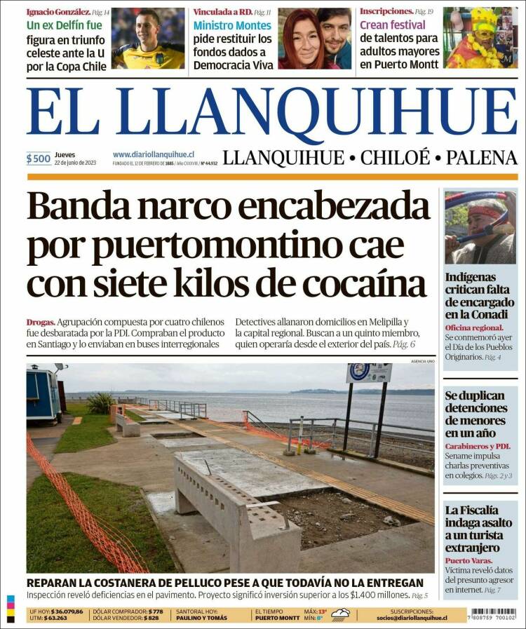 Portada de El Llanquihue (Chile)