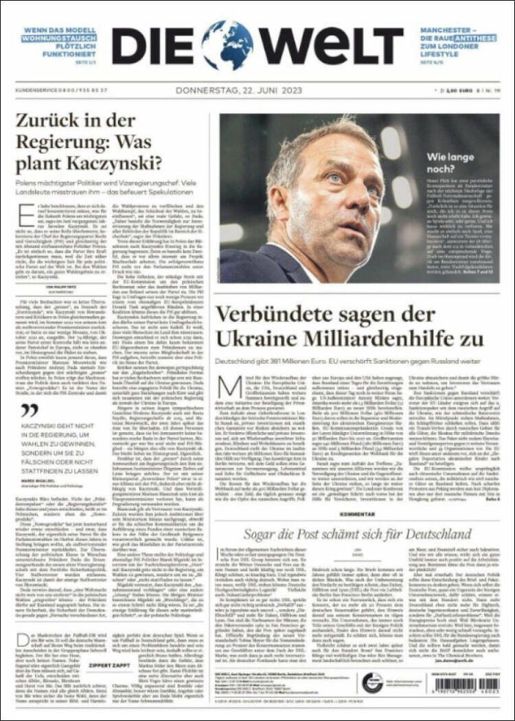 Portada de Die Welt (Alemania)