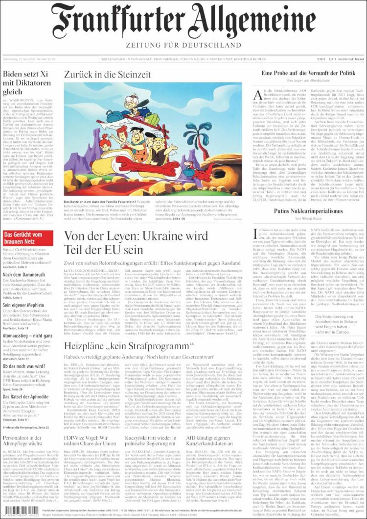 Portada de Frankfurter Allgemeine (Alemania)