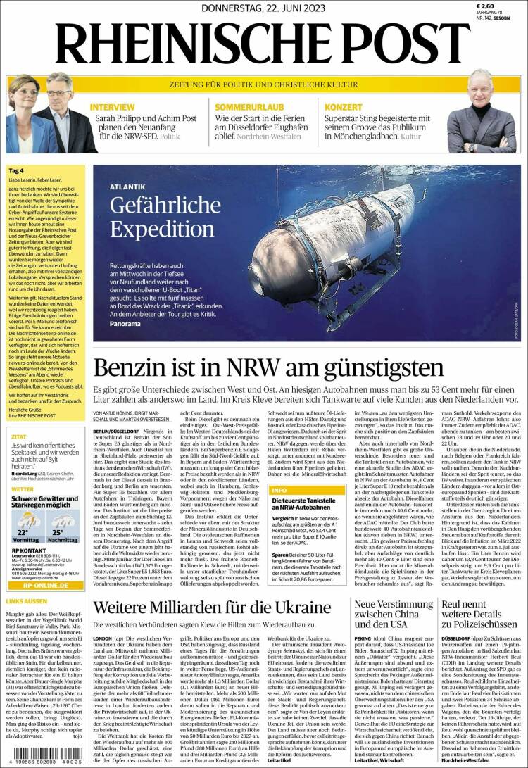 Portada de Rheinische Post (Alemania)