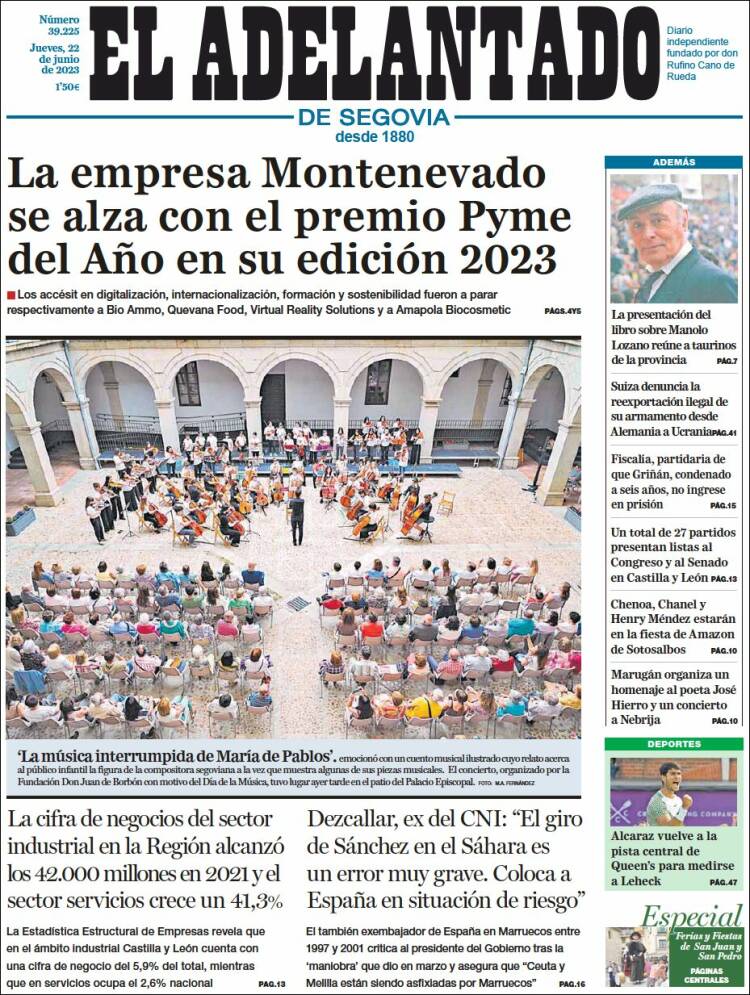 Portada de El Adelantado de Segovia (Spain)