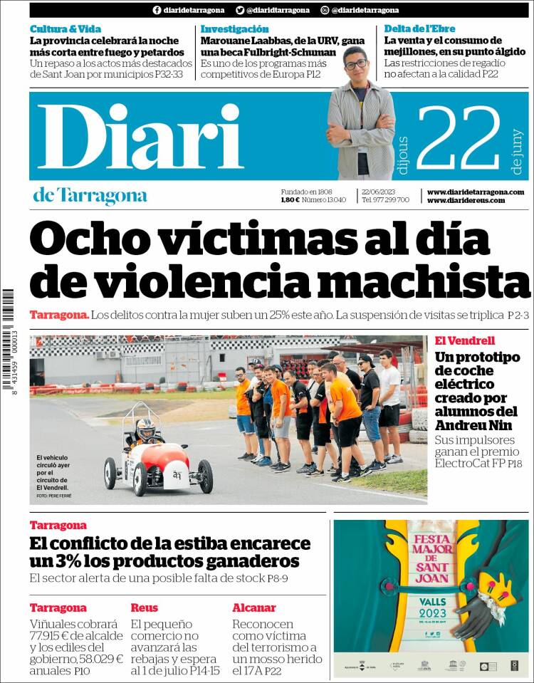 Portada de Diari de Tarragona (España)