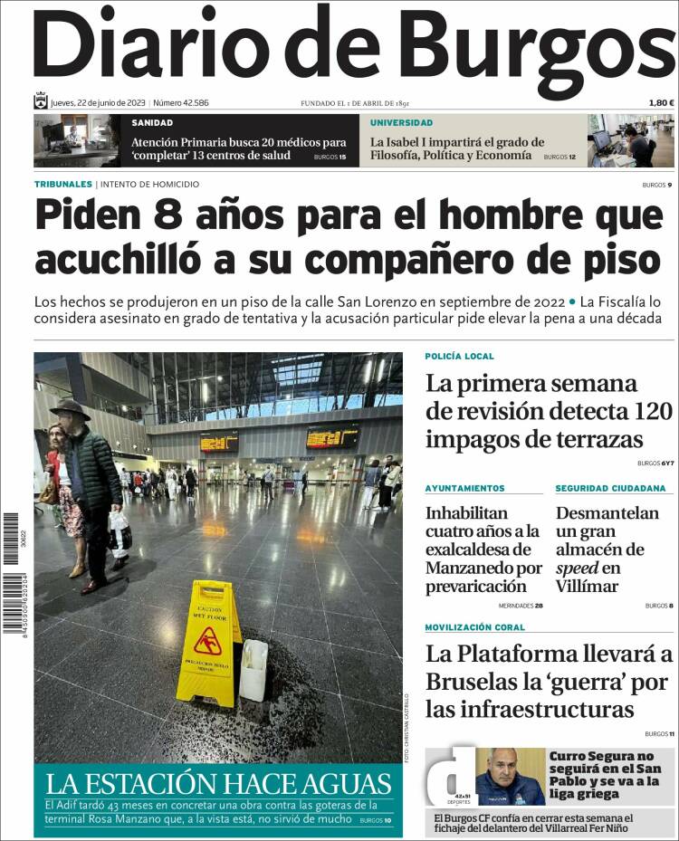 Portada de Diario de Burgos (España)