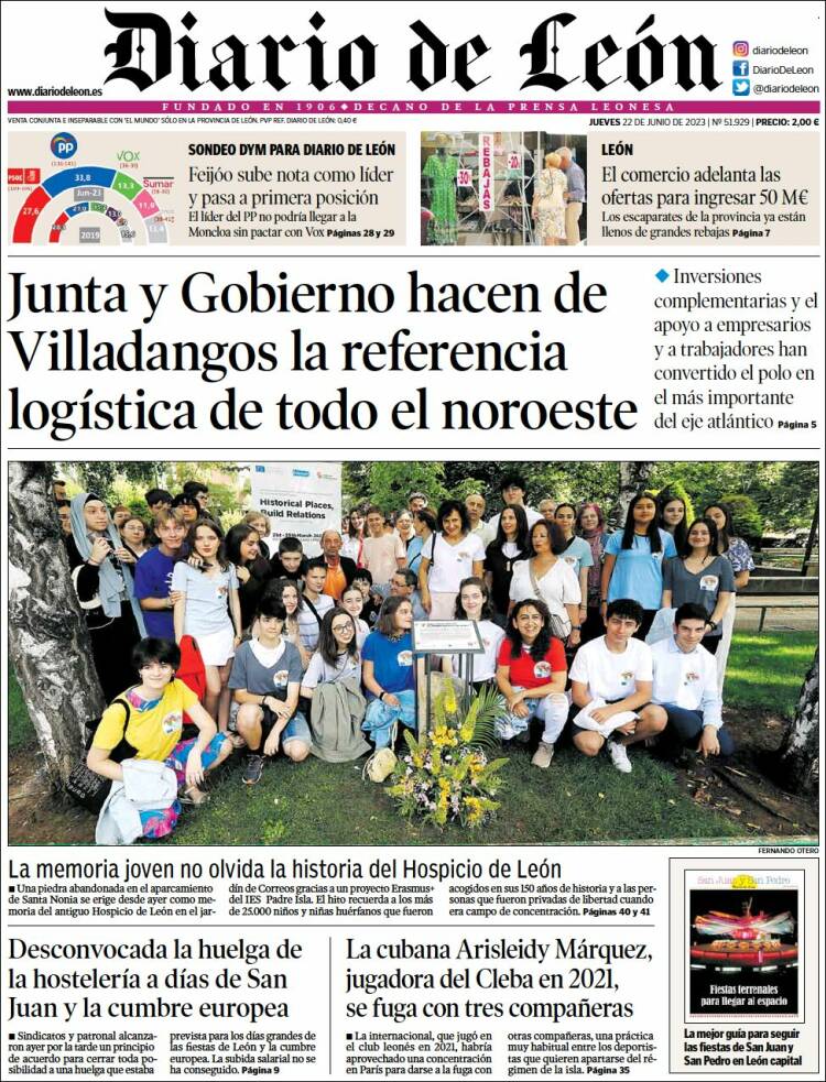 Portada de Diario de León (España)