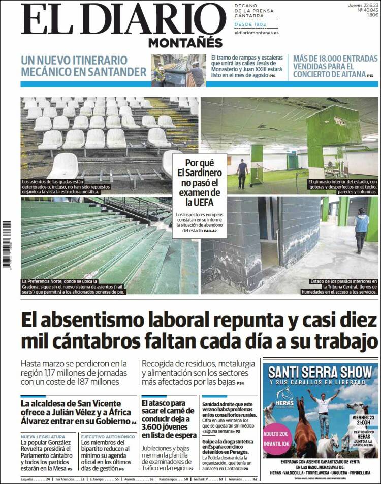 Portada de El Diario Montañés (España)