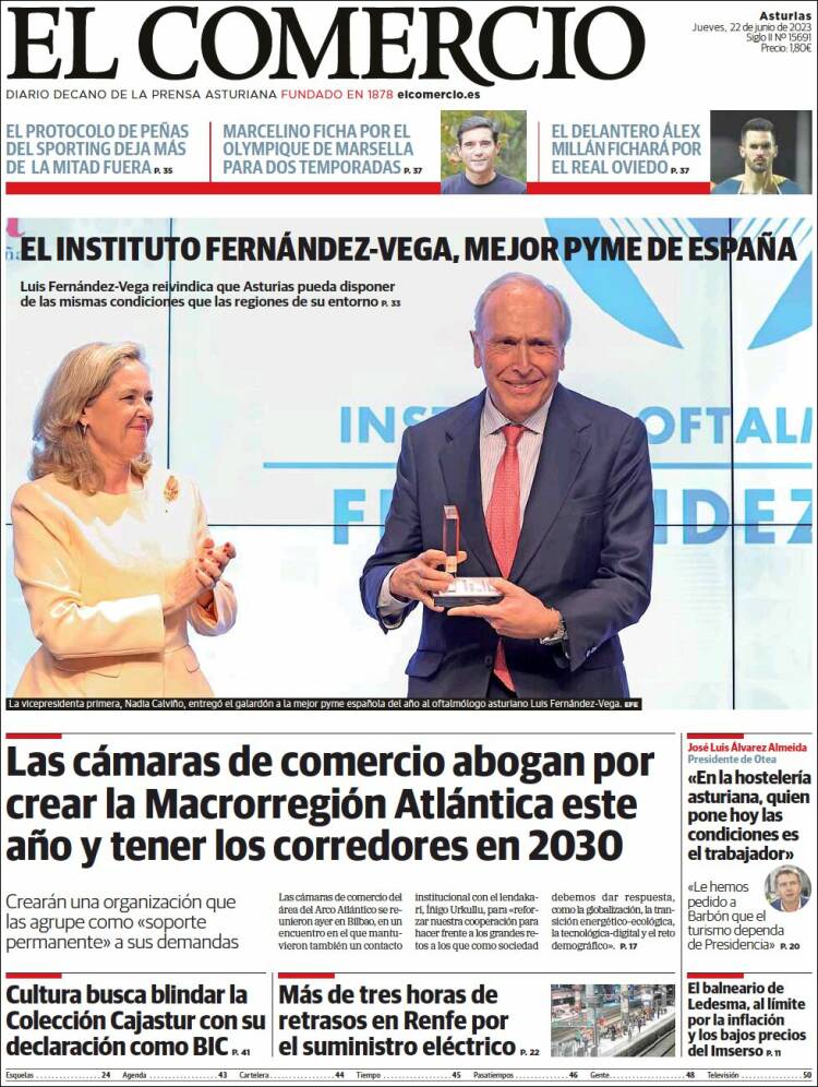 Portada de El Comercio (España)
