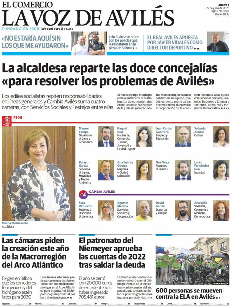 Portada de El Comercio - Avilés (España)