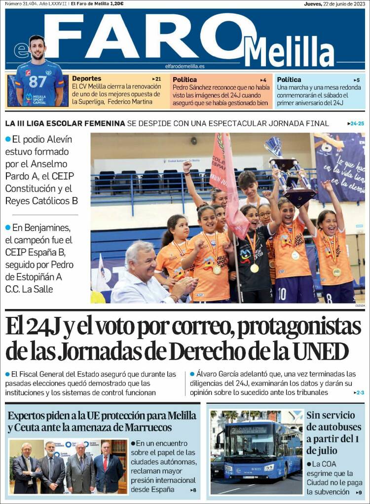 Portada de El Faro de Melilla (España)