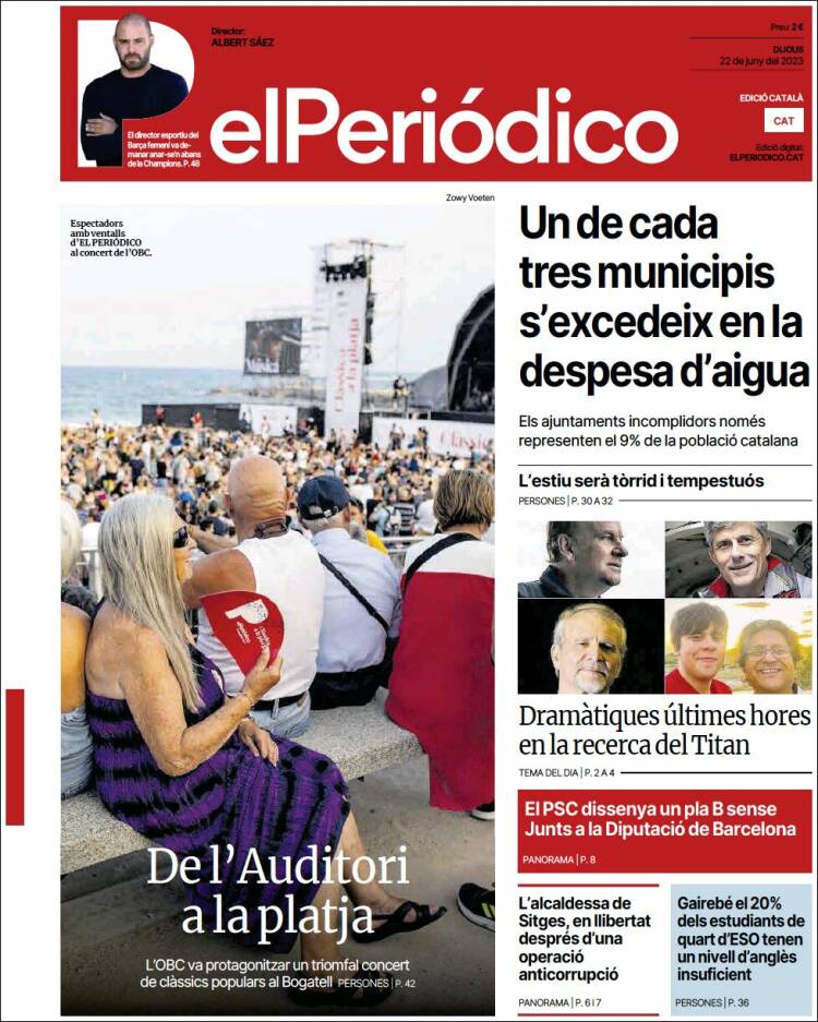 Portada de El Periódico de Catalunya (España)