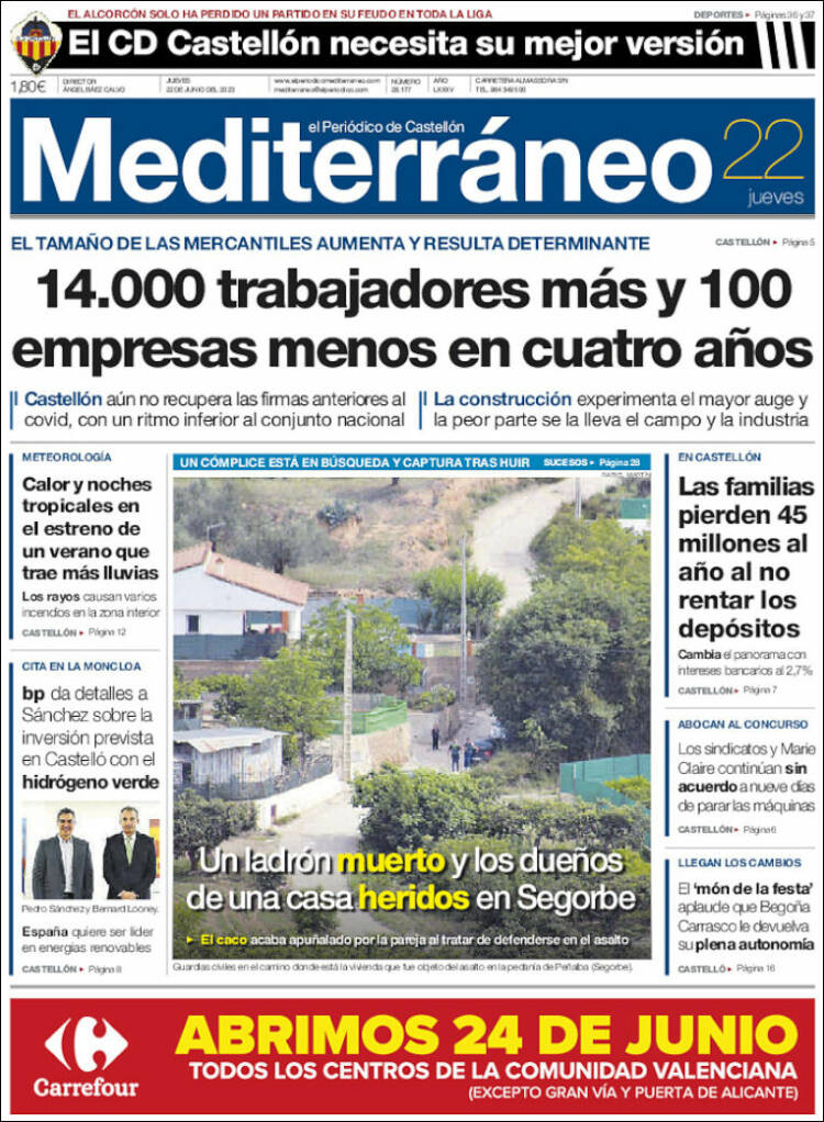 Portada de El Periódico Mediterraneo (España)