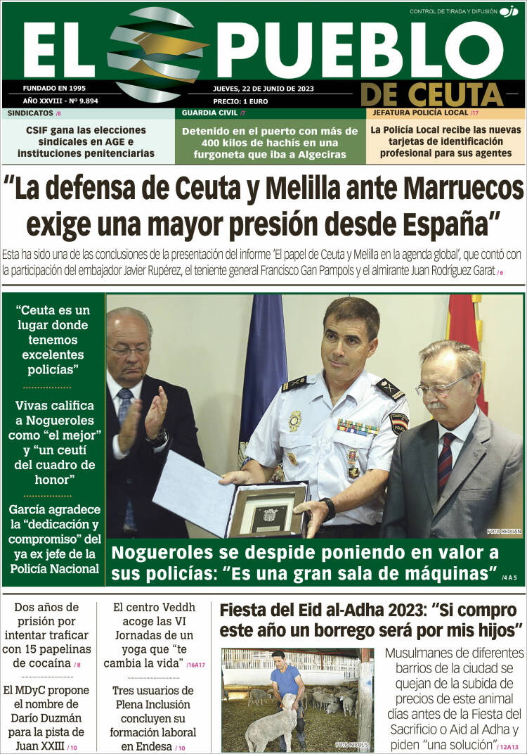 Portada de El Pueblo de Ceuta (España)