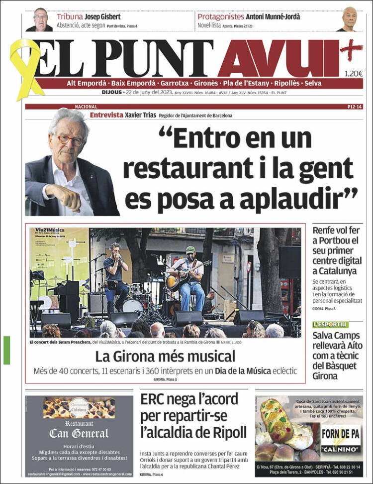 Portada de El Punt Avui - Girona (España)
