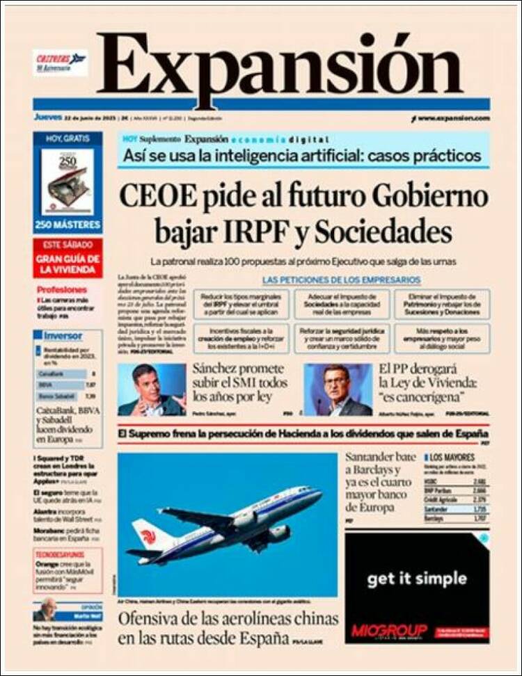 Portada de Expansión (España)
