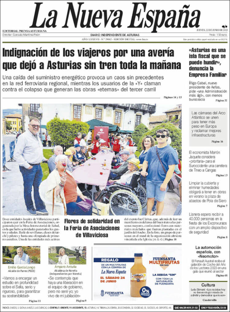 Portada de La Nueva España (España)