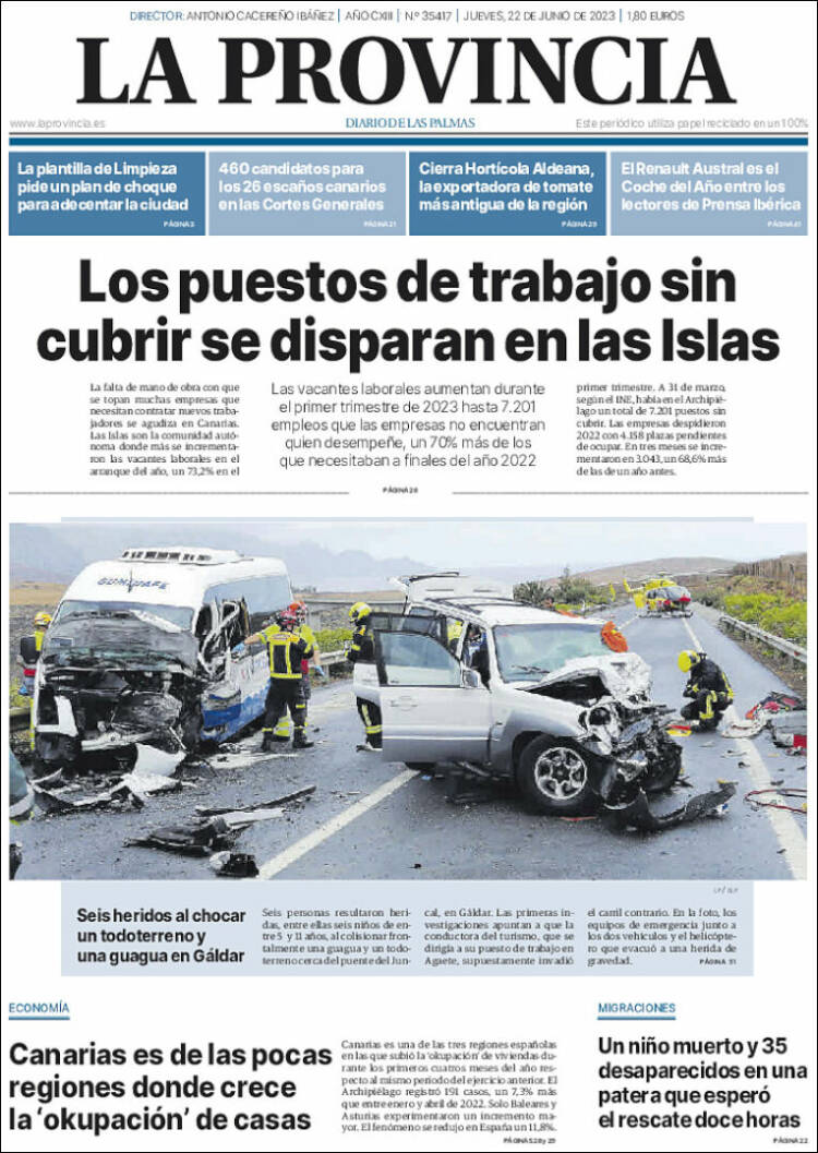 Portada de La Provincia (España)
