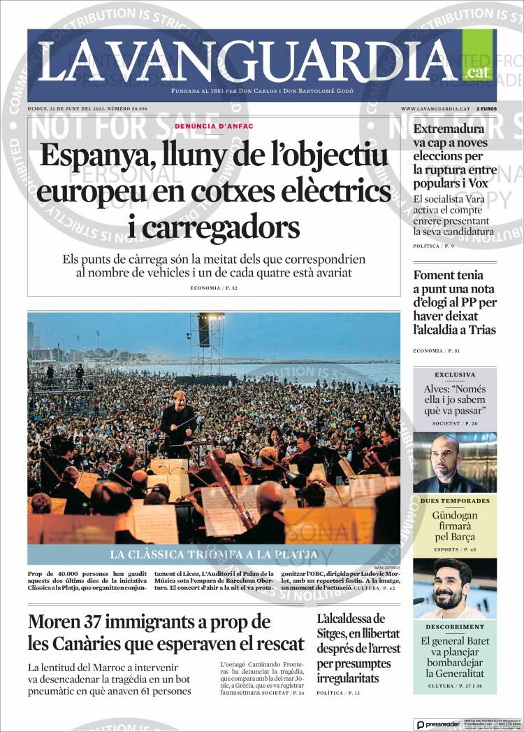 Portada de La Vanguardia (España)