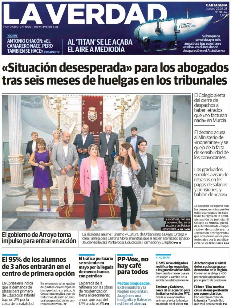 Portada de La Verdad de Cartagena (España)