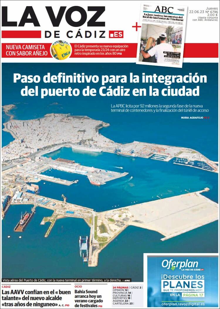 Portada de La Voz de Cádiz (España)