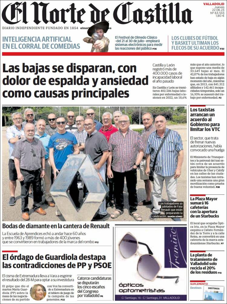 Portada de Norte de Castilla - Valladolid (España)
