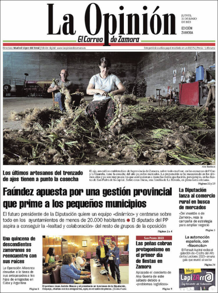 Portada de La Opinión - El Correo de Zamora (España)