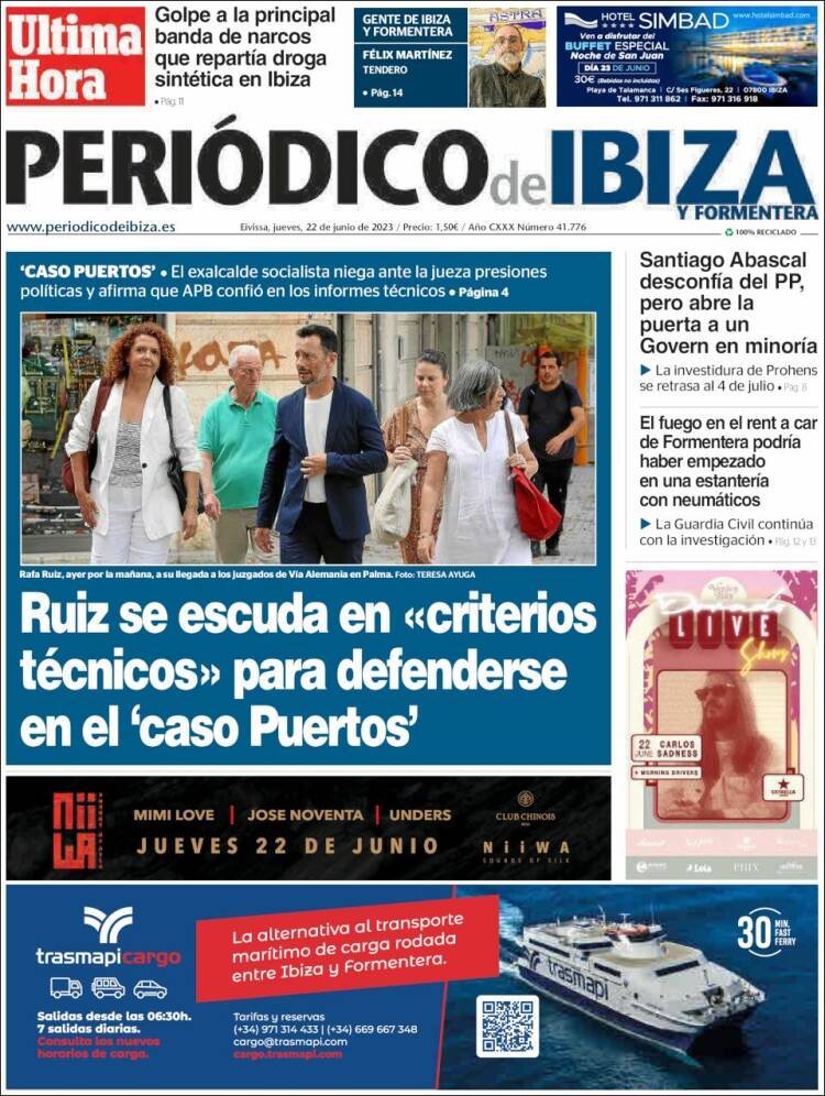 Portada de Periódico de Ibiza (España)