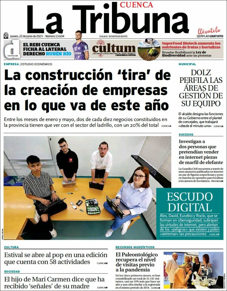 Portada de La Tribuna de Cuenca (España)