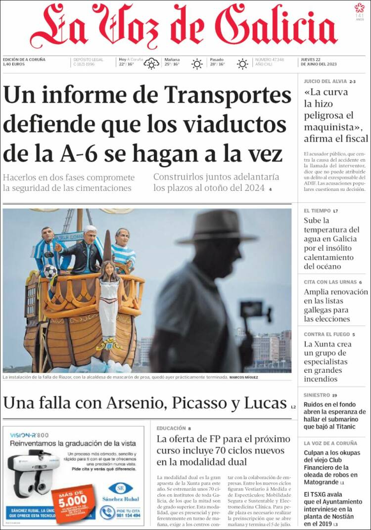 Portada de La Voz de Galicia (España)